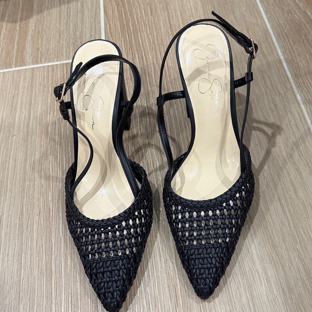 Jessica Simpson Black Woven Heels